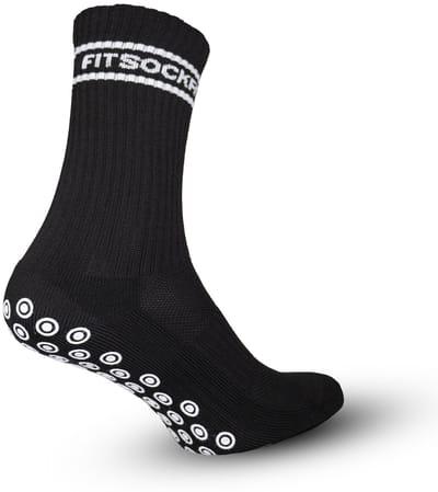 FitSockr Gripsokken Voetbal - Sportsokken - Grip socks - Voetbalsokken - Padel sokken - Antislip Sokken Heren/Dames/Kind - Stripe - Zwart - Maat 38-43