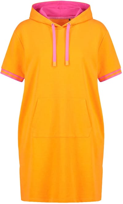 Laurasøn - Dames - Strandsweatshirtjurk 1/2 mouw capuchon OEKO-TEX - Fel oranje - Maat 48+