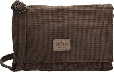 Charm London Valley Schoudertas - Crossbody - Praktische Indeling - Verstelbare Schouderband - Wafelstructuur - Donkerbruin