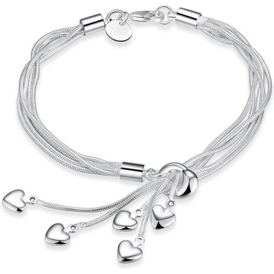 Mode Zilverkleurig Armband Tai Chi Hanger Vijf Hartjes Armband Persoonlijkheid Eenvoudige Sieraden Dames Armband white