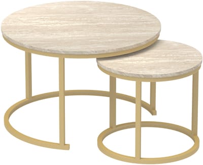 CALICOSY - Set van 2 geneste ronde salontafels 70x70x46cm 45x45x41cm