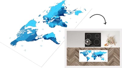 Keukenloper - Loper keuken - Wereldkaart - Kleurrijk - Blauw - 120x50 cm - Keukenloper vinyl