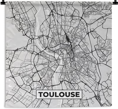 Wandkleed - Wanddoek - Kaart - Stadskaart - Frankrijk - Toulouse - Plattegrond - 180x180 cm - Wandtapijt
