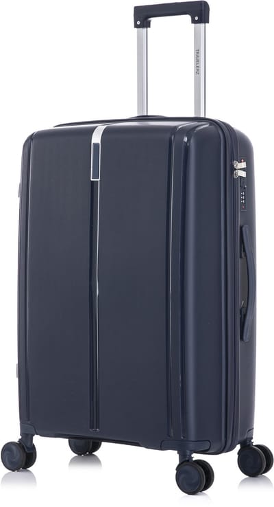 TRAVELERZ - Valencia - Medium koffer - 67L - 66x44x26cm - Polypropyleen - Harde schaal - Cijferslot - Lichtgewicht - Flexibel - Duurzaam - Dubbele wielen - Spinner wielen - Marineblauw