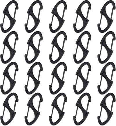 Mini S Karabijnhaak Clips - 20 Stuks Aluminium Sleutelhanger Haak voor Camping, Vissen en Wandelen