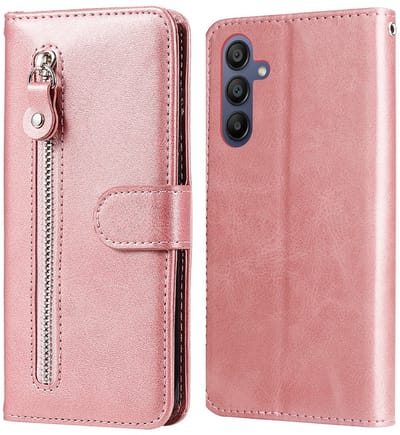 Roze wallet book-case rits hoesje - Telefoonhoesje geschikt voor Samsung Galaxy A17 5G / A26 5G / A16 5G