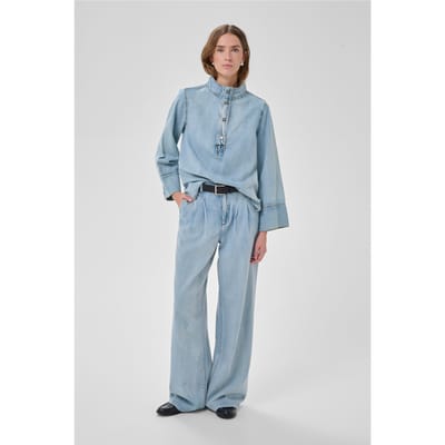My Essential Wardrobe Hilmamw 171 Boxy Blouse Dames - Jurken - Lichtblauw - Maat 34