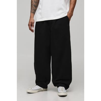 Balloon Fit Half & Half Tailleband Gewassen Twill Broek | Black | Size XS