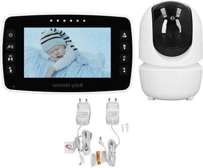Videobabyfoon - Babycamera Monitor - Baby in de gaten houden - PTZ Roterend IPS Scherm - 43 inch - Wit