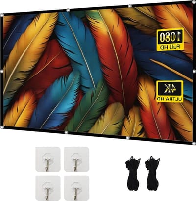 Projector Screen, 60in 72in 84in 100in 120in 150in Projection Screen, Washable Foldable Anti-wrinkle Portable Projector Movie Screen, 16:9 HD Movie Screen For Home Theater Office(60in)
