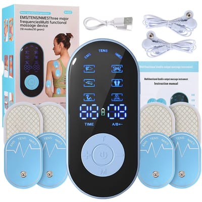 Oplaadbare 18 Modi EMS TENS Spier Zenuw Elektrostimulator Elektroden Patches Lichaamspuls Fysiotherapie Massager Pijnverlichting white