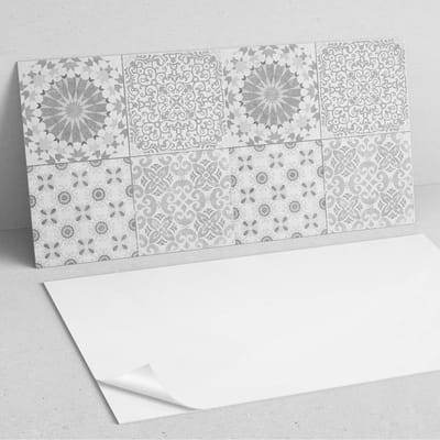 Coloray Wandpanelen Zelfklevend - Geometrische en florale patronen PVC Wandpaneel - 100 cm x 50 cm - Grijs Wandbekleding Zelfklevend - 1 stuk - Mozaïeken Wandpanelen Zelfklevend - Keuken Wandpanelen - Wandpanelen Badkamer