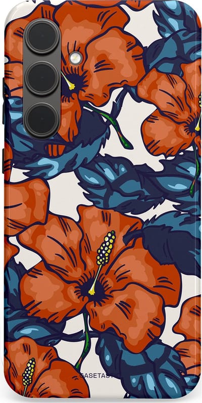 Casetastic hoesje geschikt voor Samsung Galaxy S24 Plus - Dubbellaagse bescherming - Exotische paradijs - Fashion Case - Terracotta Donkerblauw Bruin Donkergrijs