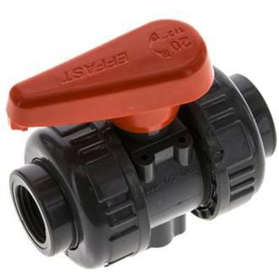 PVC 2-weg Kogelkraan Dubbele Wartel Rp 1/2'' EPDM