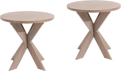 Rustieke bijzettafel - Boerderij accenttafel - Woonkamer decoratie - Massief hout constructie - 61x61x53 cm - Vintage grijs