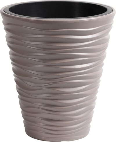 Prosperplast Plantenpot/bloempot Sand Dunes - buiten/binnen - kunststof - beige - D39 x H43 cm - met binnenpot
