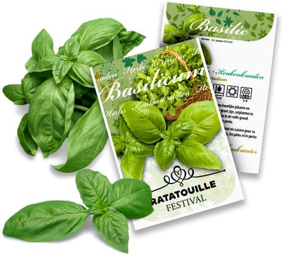 Basilicum (Ocimum) - Keukenkruiden zakjes persoonlijk bedrukt 100 stuks - Geurend - (Ook)-Voor in huis