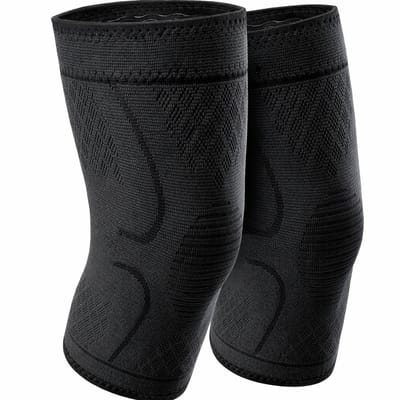 BOTC Kniebraces - 2 stuks Compressiemouwen voor Kniepijnverlichting - met antislip siliconen - Ademend - Zwart - Maat L