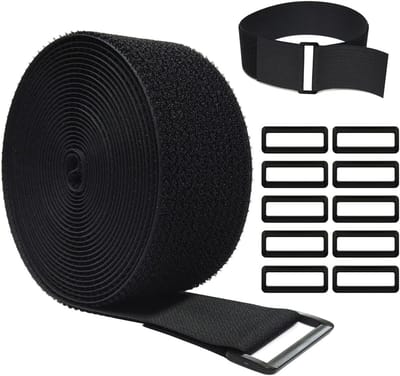 Verstelbare kabelriemen 5m x 5cm met 10 gespen - Herbruikbare bevestigingsbanden voor draadbeheer
