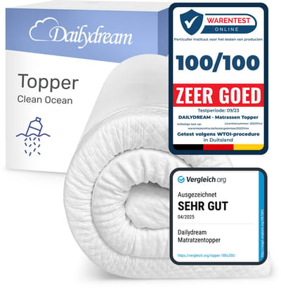 Dailydream - Topper - Matrastopper - 100x200cm - Memory Foam - 5cm dik - Model Clean Ocean M - traagschuim