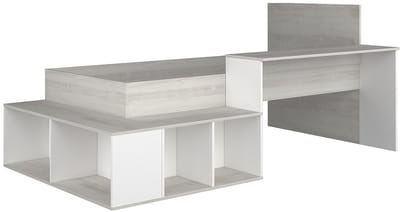 Vente-unique Combinatiebed hout natuurlijk licht, wit 90 x 200 cm