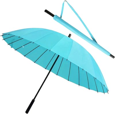 Nivard Moderne Golf Paraplu - Stormparaplu - Opvouwbaar - Windproof - Stormproef - UV Bescherming - Umbrella - Draagbaar - Licht Blauw