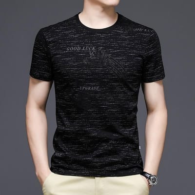 Zomer T-shirt Korte Mouw Heren Nieuw Jeugd Koreaanse Mode Ronde Hals Heren T-shirt Halve Mouw Mode Merk Top XL black