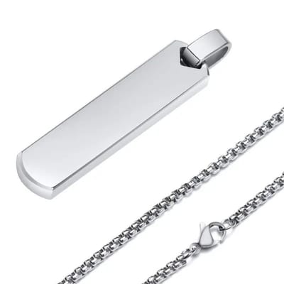 Bovista Ketting - Heren - Staal - Nep zilver - Met Hanger - Glanzend