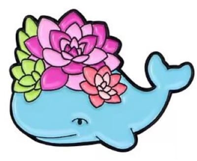 Pin Broche - enamel pin - kledingspeld - Bloemetjes walvis