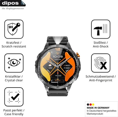 dipos – 2x Pantserfolie geschikt voor Stahlgear Zeus 2.0 1.75 Zoll | 9H Screenprotector