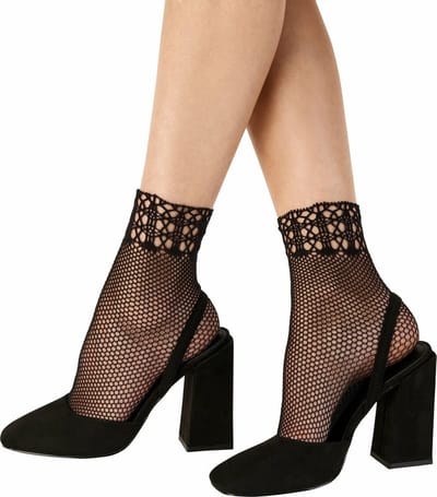 Pretty Polly Sokje - Fashion - Geo Top - Net - Damessokje - Anklet - One Size - Zwart