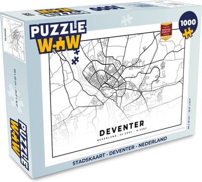 Puzzel Stadskaart - Deventer - Nederland - Legpuzzel - Puzzel 1000 stukjes volwassenen - Plattegrond