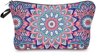 Make-up Tas - Mandala Print - Rits - 22x14cm - Roze / Blauw - Cosmetica Tasje - Toilettas - Polyester