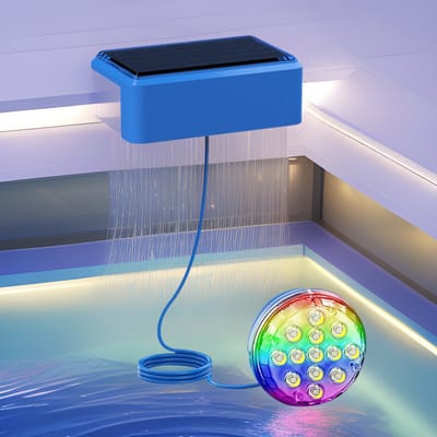 ZVD Solar Onderwater Zwembadverlichting – Waterdichte Zwembadlamp – Met Afstandsbediening – 20 RGB-modi & Timerfunctie – Dimbaar LED-vijverlicht – Decoratieve Zwembadverlichting – Geschikt voor Buiten- & Opblaaszwembaden - Blauw