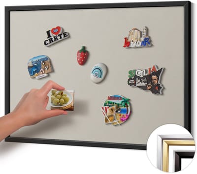 Wallfluent - Romig Magneetbord in Effen Kleuren - 70 cm x 50 cm - Magneetbord met Zwarte Frame - Crèmekleur - Magnetisch Bord Kindvriendelijk - Magnetisch Bord Rechthoekig - Memobord Magnetisch
