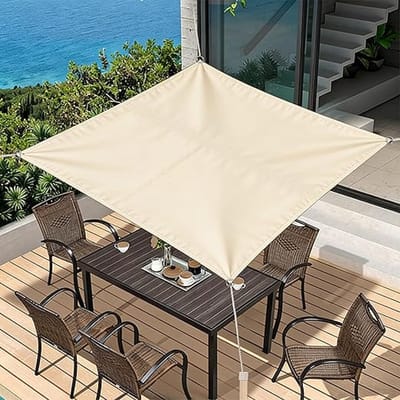 Driehoekig Zonnezeil 3x3m Waterdicht PES - Scheurvast Schaduwdoek - UV Bescherming Zonwering voor Balkon, Terras, Tuin & Pergola - Outdoor Schaduw Zeil met Bevestigingsogen