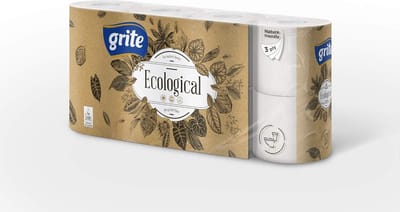 Toiletpapier Rollen - WC Papier - Dagelijks Gebruik - 100% Gerecyclede Vezels - 3 Lagen 135 Vellen - Grijs