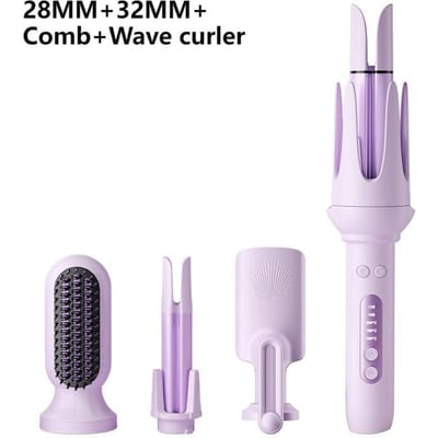 Fer à Boucler Auto-Rotatif 4 en 1 Styler Baguette à Boucler 32 mm avec Ion Négatif Pour Ondulations Lissage AU gray