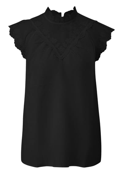 Blouse met doorzichtige inzetstukken en borduursels dames QS