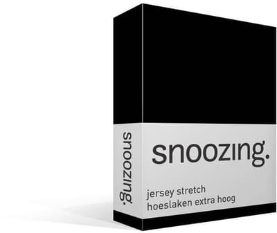 Snoozing Jersey Stretch - Hoeslaken - Extra Hoog - Eenpersoons - 70/80x200/220 cm - Zwart