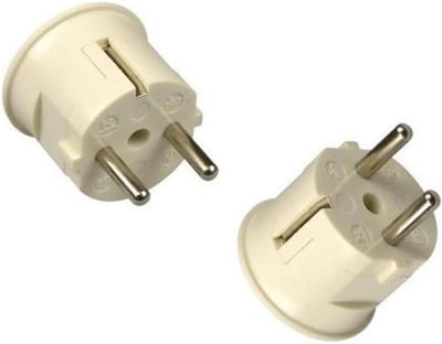 KAISER 2 x haakse stekker Schuko | zij invoer | randaarde | wit | 2 STUKS