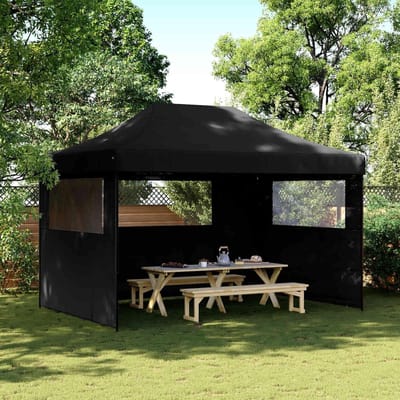Partytent - Tuinpaviljoen Ontvangstent - Buitenfeesten Organiseren - Gepoeierd Stalen Frame - 279 x 410 x 315 cm - Zwart