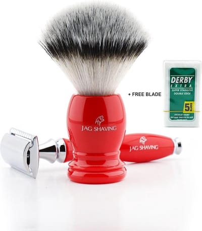 Mannen Scheren Set Met Veiligheid Scheermes En Synthetisch Borstel Krijgen Jouw Het Beste Dichtbij Scheren