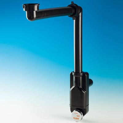 SOTECH plaatsbesparende sifon met kijkopening, 32 - 40 mm, zwart, plaatsbesparende sifon, afvoergarnituur voor keuken en badkamer