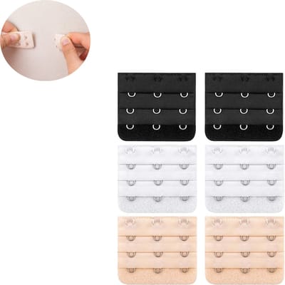6 Stuks-BH verlenger- bh verlengstuk 3 haaks- bh verlenger 3 haaks-BH-verlenggesp- BH-verlengset-BH verlengstuk-BH-verlenger-BH-bandjes-dames bh-verlenger-erlenger BH-BH-verlenger verlengstuk-- Zacht, elastisch - Geschikt voor vrouwen