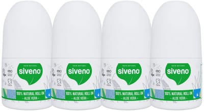 Siveno 100% Natuurlijke Roll-On Deodorant Aloë Vera Voordeelverpakking 4 Stuks