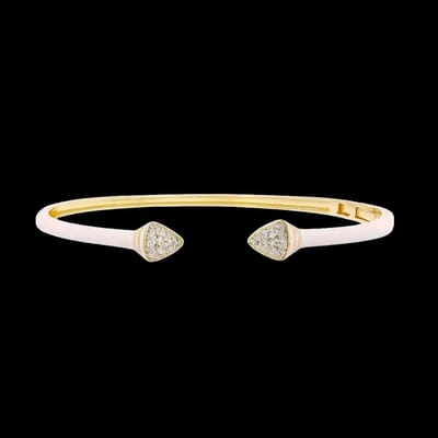 Victoria Valenza Goudkleurige Armband met Witte Emaille en Zirkonia Stenen - Armband - Goudkleurig - Zirkonia