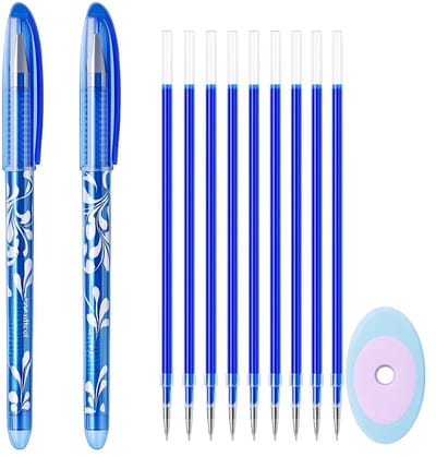 Uitgumbare Pennen 13-Delig I Balpennen I Gel Pen I 0.5mm Balpen I Blauw Inkt I 2 Pennen + 1 x Gum + 10x Penvulling