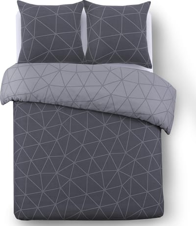 VISION Hugo - Tweezijdig omkeerbaar Dekbedovertrekset - 100% katoen: zacht en soepel - Eenpersoons - Dekbedovertrek 140 x 200 cm met 1 bijhorende sloop - Antraciet / Grijs - Oekotex gecertificeerd