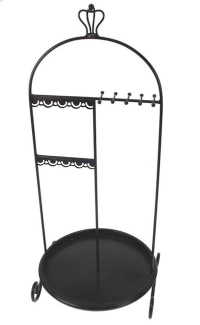 Sieradenrek met haken en kroon zwart 23x23,5x54cm